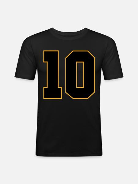 10 - Männer Slim Fit T-Shirt - Schwarz