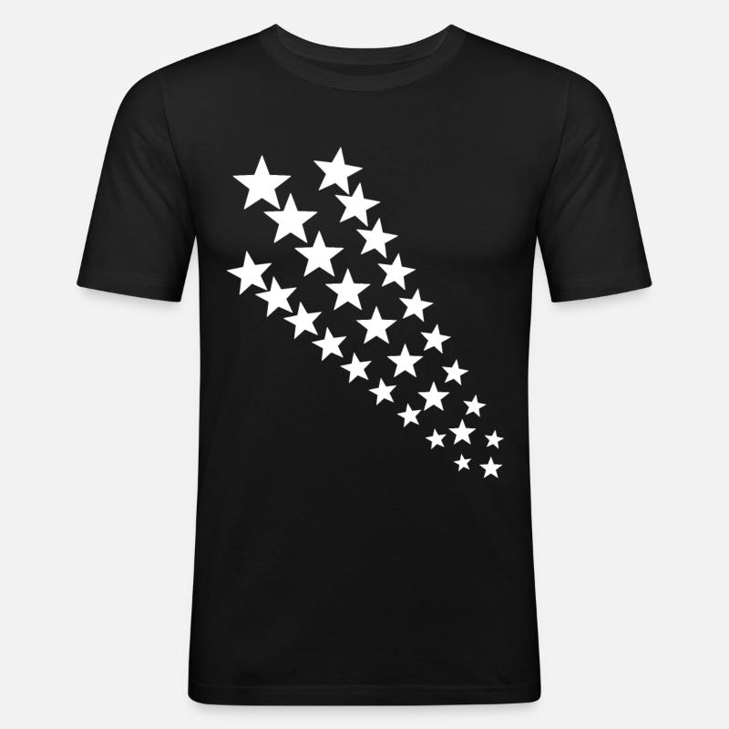Queue étoilée en blanc - T-shirt près du corps Homme - noir