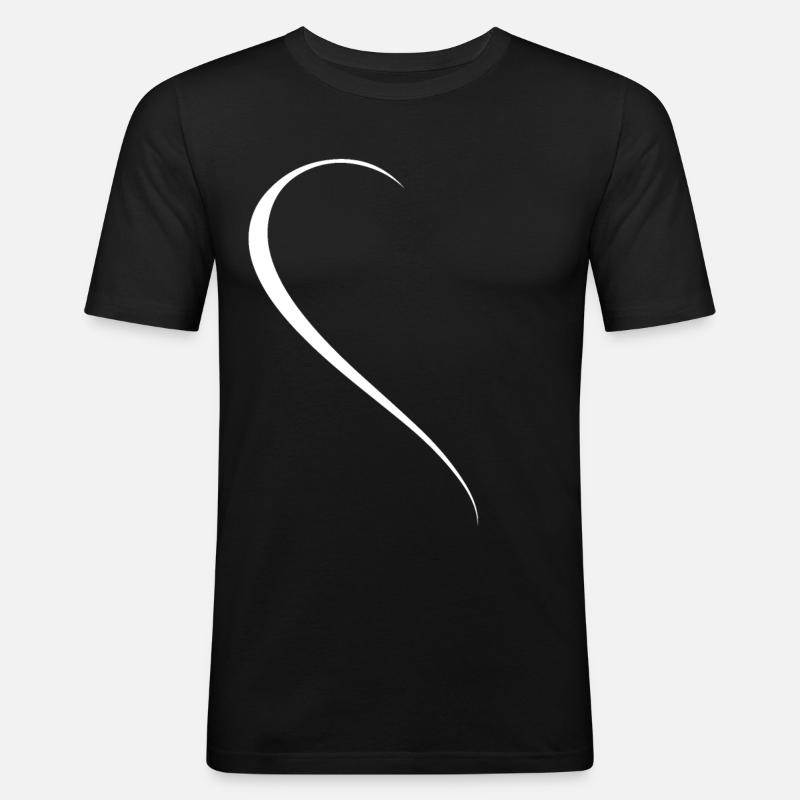Halbes Weisses Herz - Männer Slim Fit T-Shirt - Schwarz