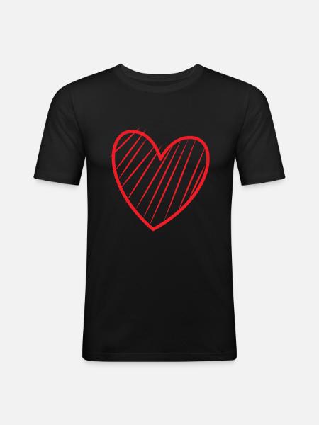 Red Heart With Stripes - Men's Slim Fit T-Shirt - black