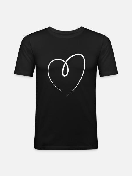 White Heart Gift Idea - Men's Slim Fit T-Shirt - black