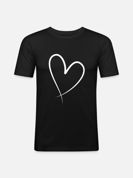 White Heart Gift Idea - Men's Slim Fit T-Shirt - black