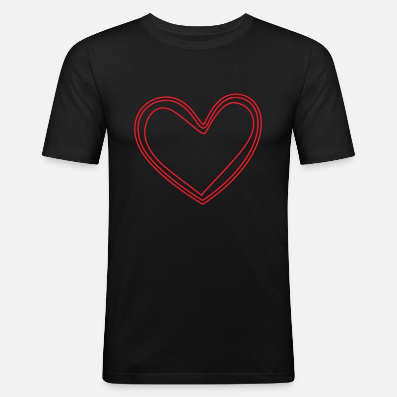 Rotes Herz Geschenkidee - Männer Slim Fit T-Shirt - Schwarz