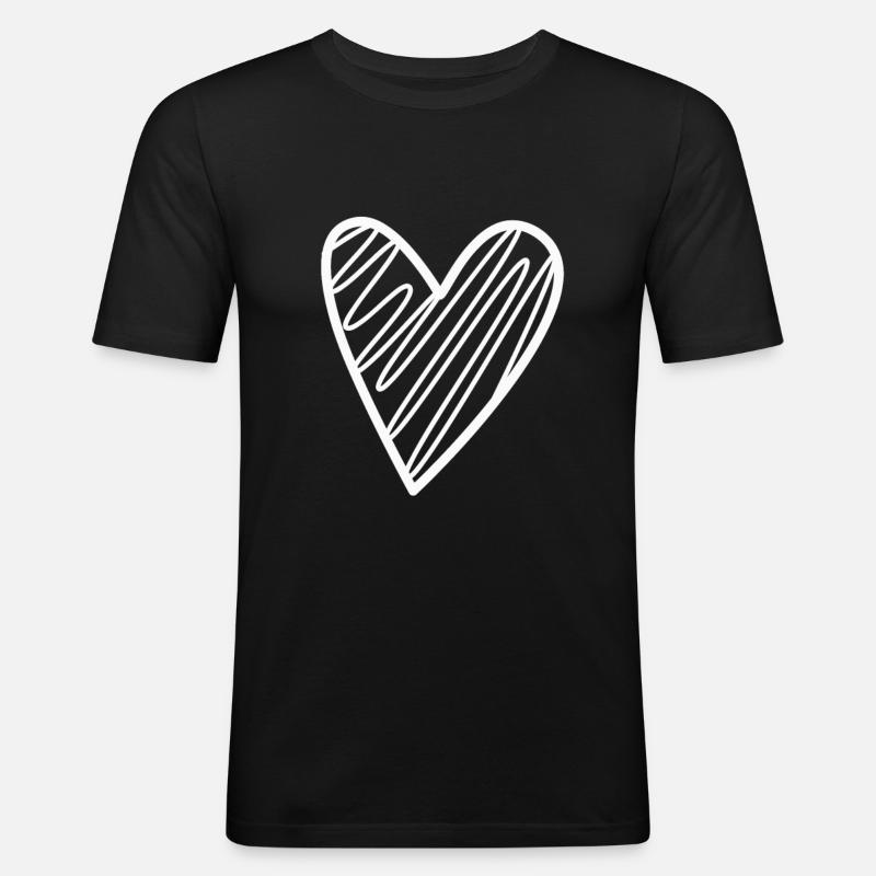 Weisses Herz Geschenkidee - Männer Slim Fit T-Shirt - Schwarz