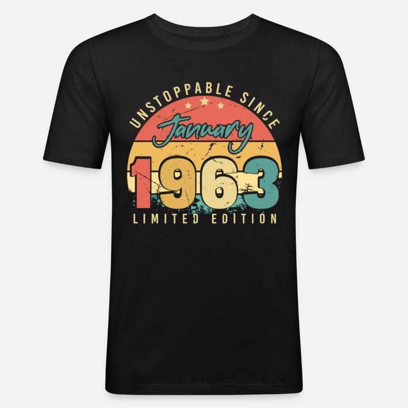 1963 January Retro Unstoppable - Men's Slim Fit T-Shirt - black