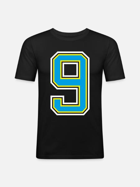 Number 9 Blue design - Men's Slim Fit T-Shirt - black