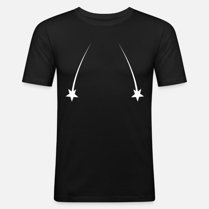 Sternschnuppen Weiss - Männer Slim Fit T-Shirt - Schwarz
