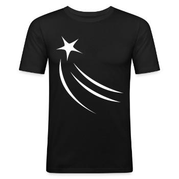 Étoile filante - T-shirt près du corps Homme - noir - Devant - Nik (191cm)