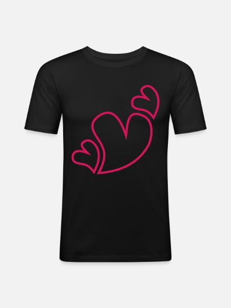 Three Red Hearts - Men's Slim Fit T-Shirt - black