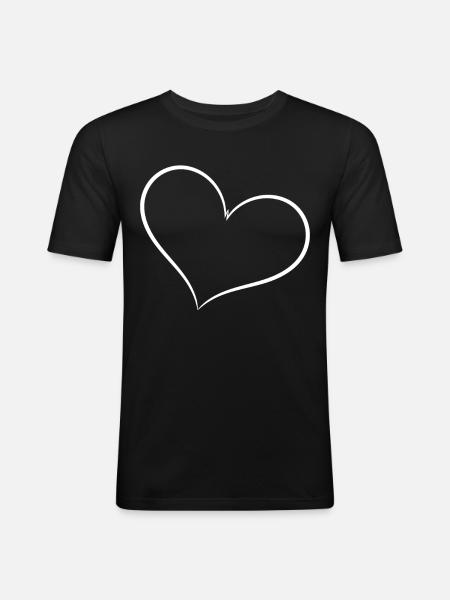 Simple Heart White - Men's Slim Fit T-Shirt - black