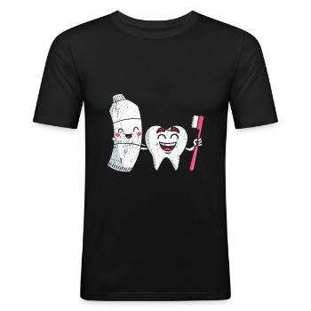 Dentiste - T-shirt près du corps Homme - noir - Devant - Nik (191cm)