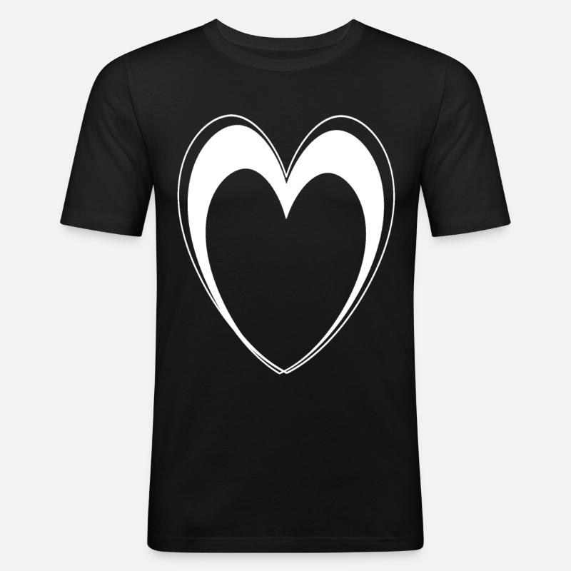 Weisses Herz - Männer Slim Fit T-Shirt - Schwarz
