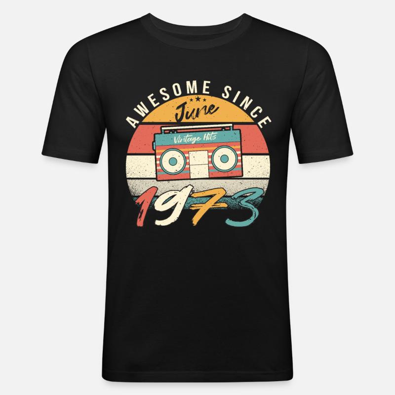1973 Juni Geschenk - Männer Slim Fit T-Shirt - Schwarz