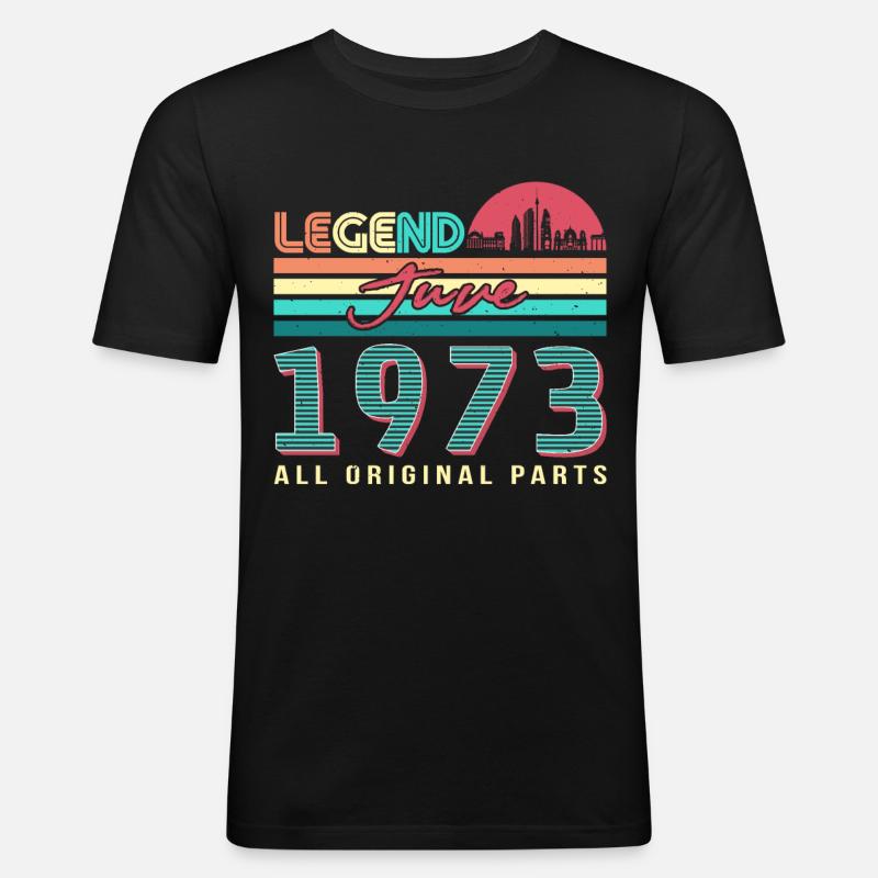 Geschenk 1973 Juni - Männer Slim Fit T-Shirt - Schwarz