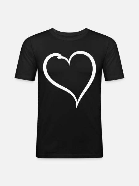 Cœur Blanc Simple - T-shirt près du corps Homme - noir