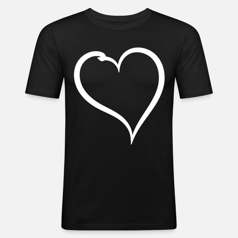 Einfaches Weisses Herz - Männer Slim Fit T-Shirt - Schwarz
