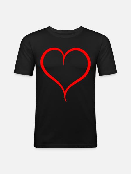 Simple Red Heart - Men's Slim Fit T-Shirt - black
