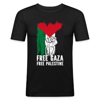Palästina Palestine Filistin Palästinensisch - Männer Slim Fit T-Shirt - Schwarz - Vorne - Nik (191cm)