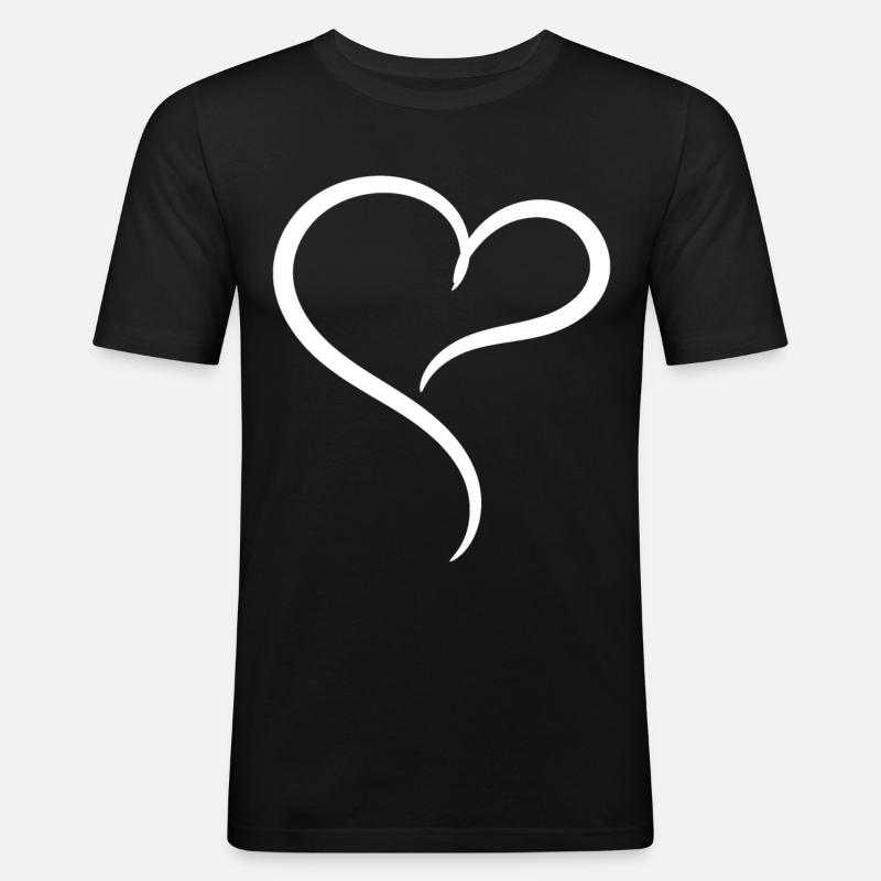 Edles Herz Weiss - Männer Slim Fit T-Shirt - Schwarz
