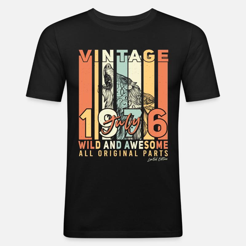Alles Original Juli 1976 - Männer Slim Fit T-Shirt - Schwarz