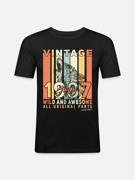 Geburtstsgsgruss Juli 1987 - Männer Slim Fit T-Shirt - Schwarz