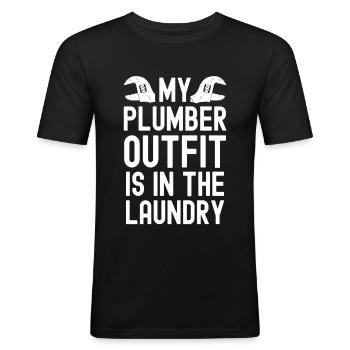 Plombier - T-shirt près du corps Homme - noir - Devant - Nik (191cm)