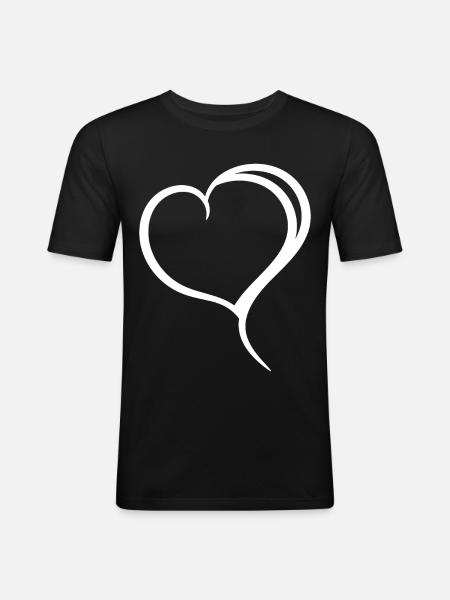 Simple White Heart - Men's Slim Fit T-Shirt - black