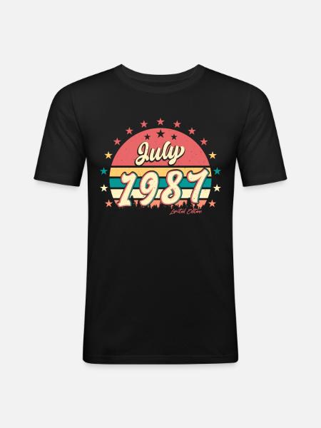 1987 Juli Beste Geschenkidee - Männer Slim Fit T-Shirt - Schwarz