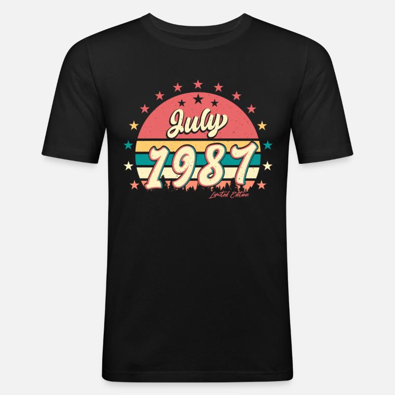 1987 Juli Beste Geschenkidee - Männer Slim Fit T-Shirt - Schwarz