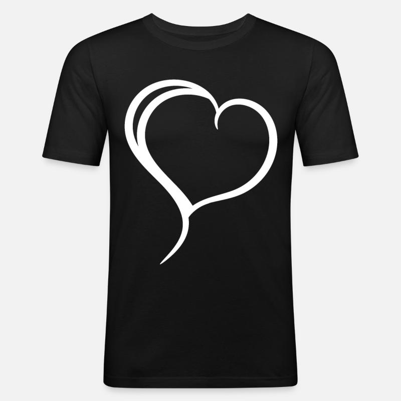 Einfaches Weisses Herz - Männer Slim Fit T-Shirt - Schwarz