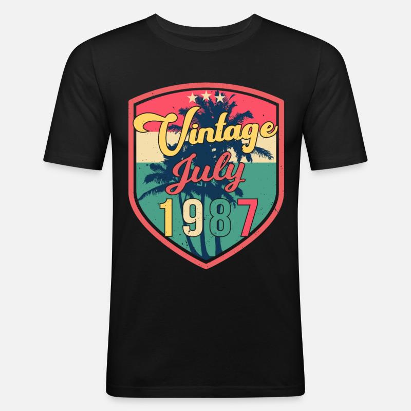 1987 Juli Beste Geschenkidee - Männer Slim Fit T-Shirt - Schwarz