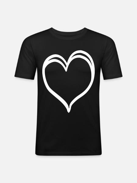 White Noble Heart - Men's Slim Fit T-Shirt - black