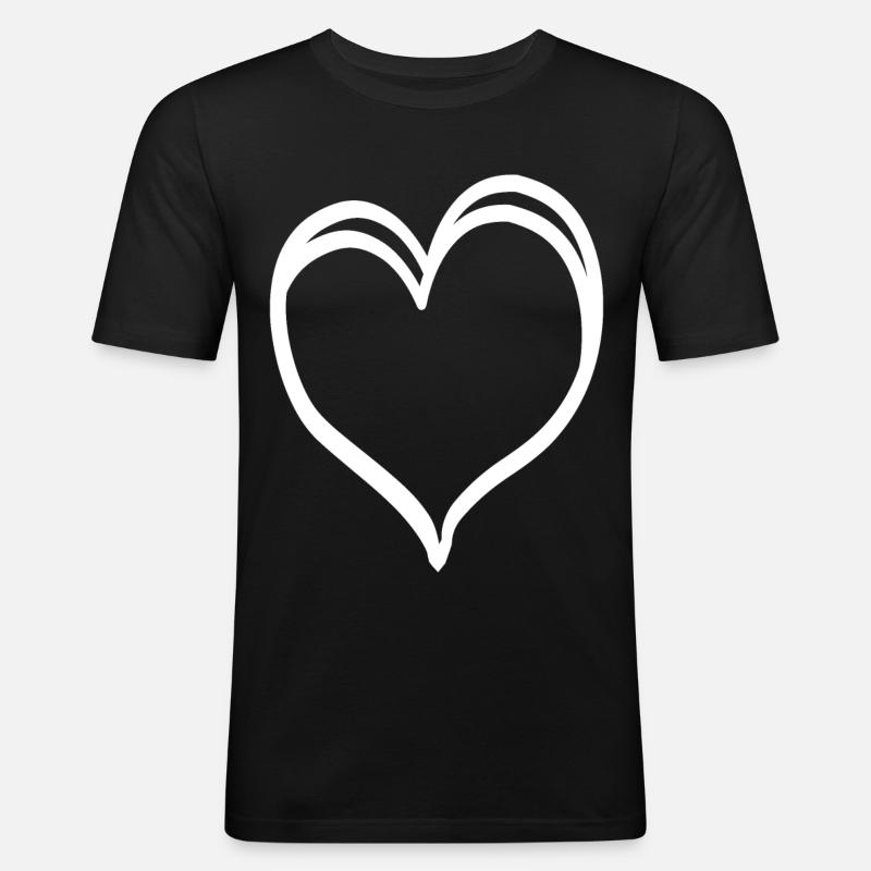 Weisses Edles Herz - Männer Slim Fit T-Shirt - Schwarz