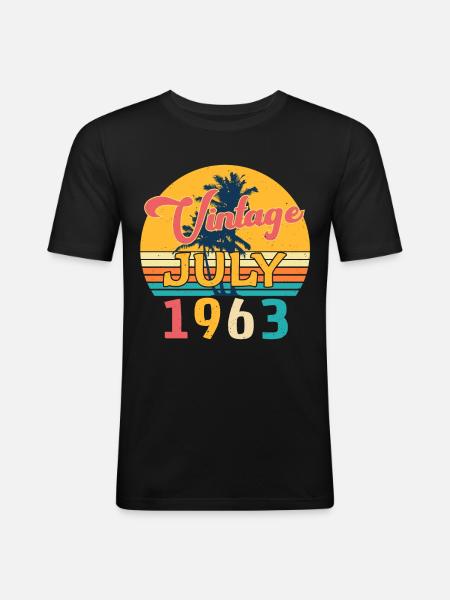1963 Im Juli Geschenkidee - Männer Slim Fit T-Shirt - Schwarz
