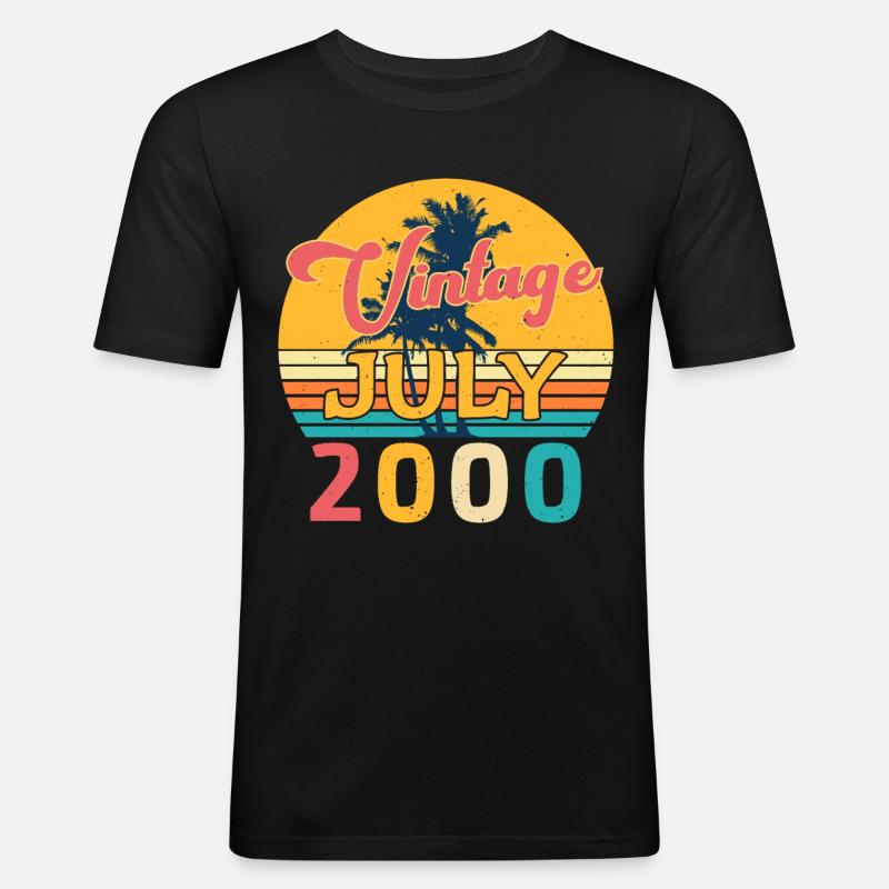 Baujahr Juli 2000 - Männer Slim Fit T-Shirt - Schwarz