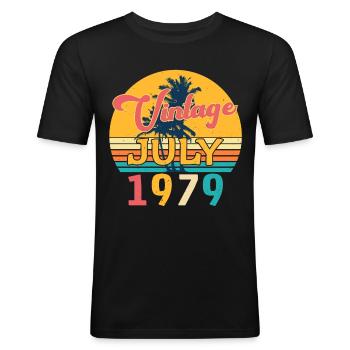 Im Juli 1979 Geboren - Männer Slim Fit T-Shirt - Schwarz - Vorne - Nik (191cm)