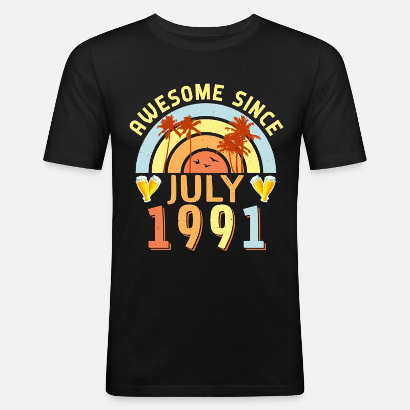 Juli 1991 Geschenkidee - Männer Slim Fit T-Shirt - Schwarz