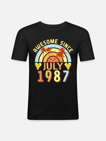1987 Retro in July - Men's Slim Fit T-Shirt - black