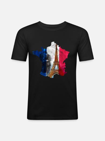 Frankreich - Männer Slim Fit T-Shirt - Schwarz