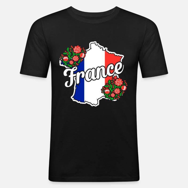 Frankreich - Männer Slim Fit T-Shirt - Schwarz