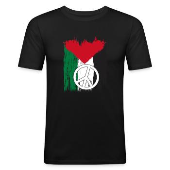 Palestine - T-shirt près du corps Homme - noir - Devant - Nik (191cm)