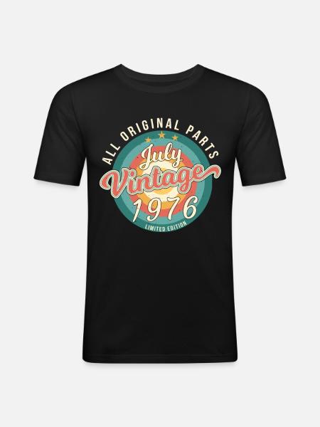 Retro 1976 Juli - Männer Slim Fit T-Shirt - Schwarz