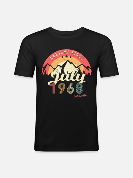 Retro Im Juli 1968 - Männer Slim Fit T-Shirt - Schwarz