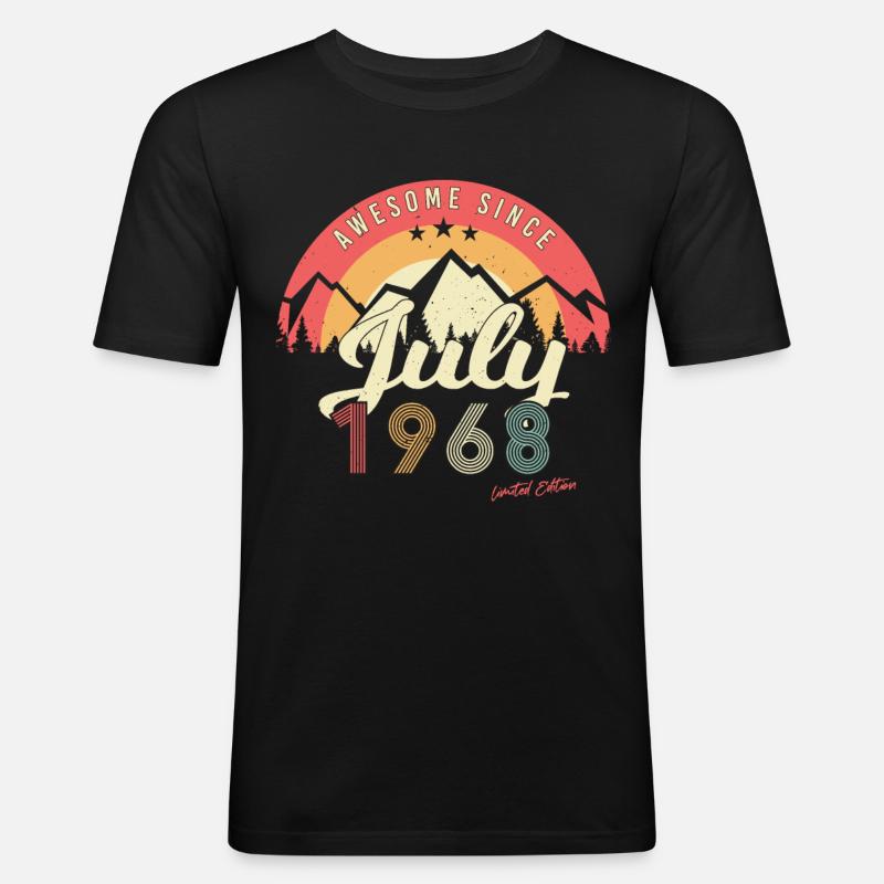 Retro Im Juli 1968 - Männer Slim Fit T-Shirt - Schwarz