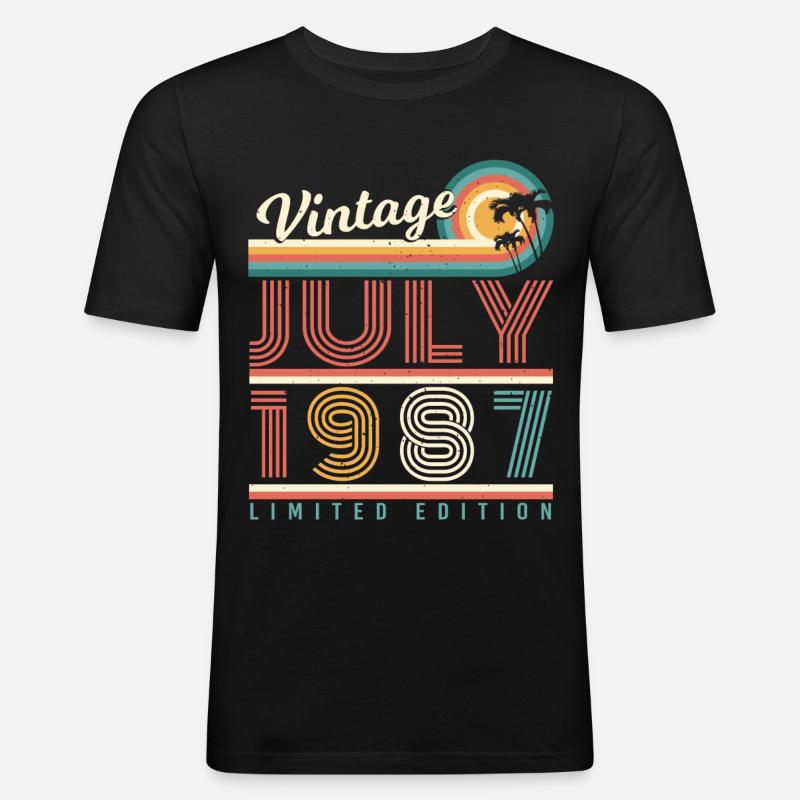 Baujahr Juli 1987 - Männer Slim Fit T-Shirt - Schwarz