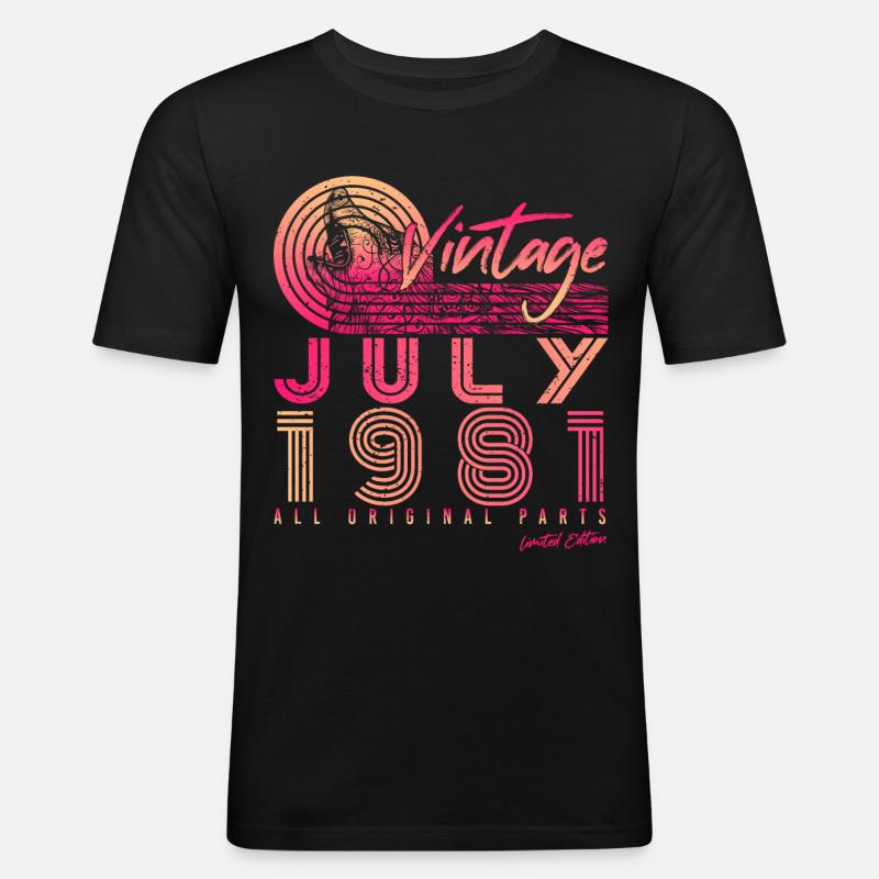 Retro 1981 Juli - Männer Slim Fit T-Shirt - Schwarz