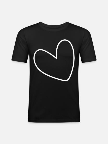 Cœur Blanc Simple - T-shirt près du corps Homme - noir