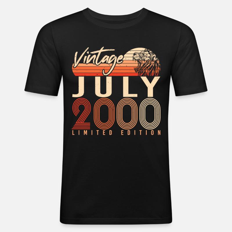 Geburtsjahr Juli 2000 - Männer Slim Fit T-Shirt - Schwarz