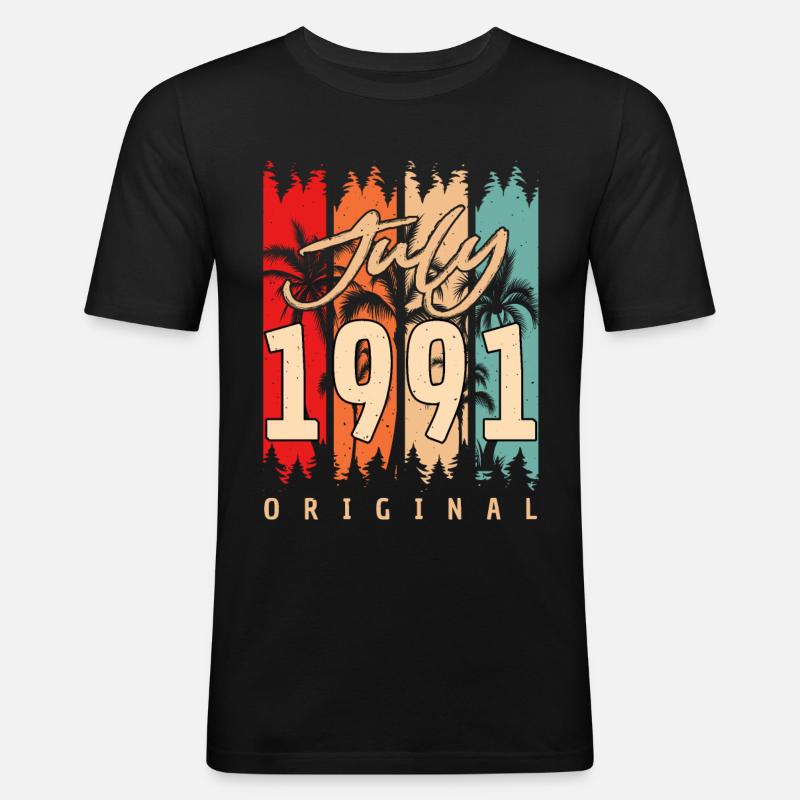 Juli 1991 Geschenkidee - Männer Slim Fit T-Shirt - Schwarz