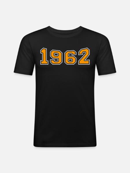 1962 Année Orange - T-shirt près du corps Homme - noir